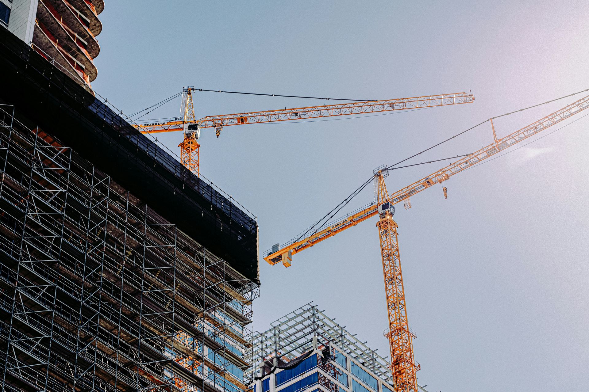 Tower cranes over a construction site